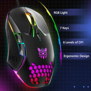 ONIKUMA CW902 RGB Lighting Wired Mouse(Black)