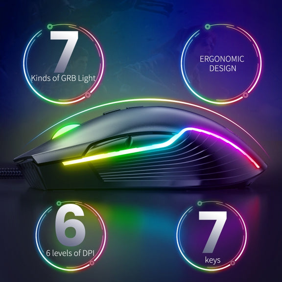 ONIKUMA CW905 RGB Lighting Wired Mouse(Black)