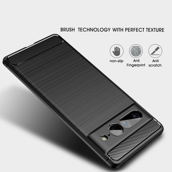 For Google Pixel 7 Pro 5G Brushed Texture Carbon Fiber TPU Phone Case(Black)