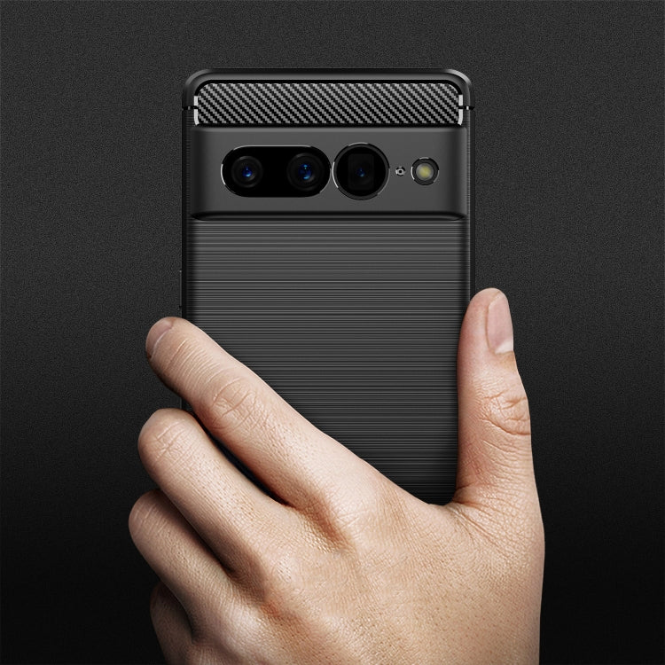 For Google Pixel 7 Pro 5G Brushed Texture Carbon Fiber TPU Phone Case(Black)
