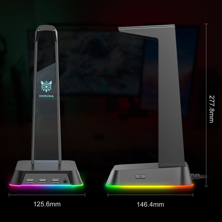 ONIKUMA ST-2 RGB Lighting Headset Holder Stand(Black)
