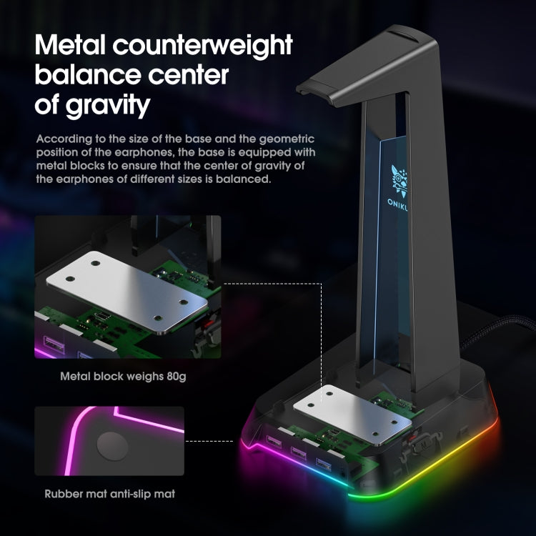 ONIKUMA ST-2 RGB Lighting Headset Holder Stand(Black)