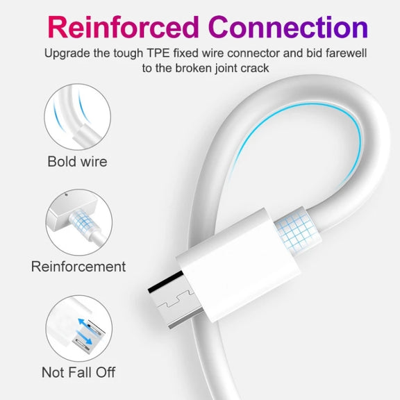 USB to Micro USB Copper Core Charging Cable, Cable Length:1m(White)