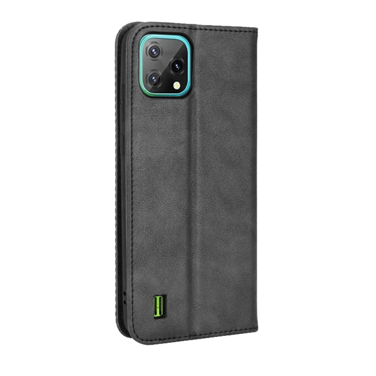 For Blackview A55 Magnetic Buckle Retro Crazy Horse Leather Phone Case(Black)