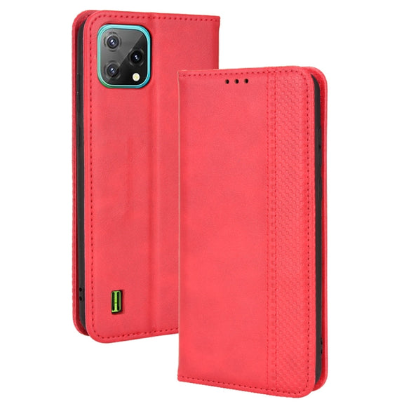 For Blackview A55 Magnetic Buckle Retro Crazy Horse Leather Phone Case(Red)