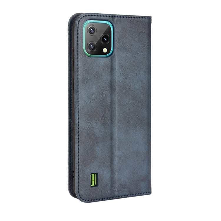 For Blackview A55 Magnetic Buckle Retro Crazy Horse Leather Phone Case(Blue)