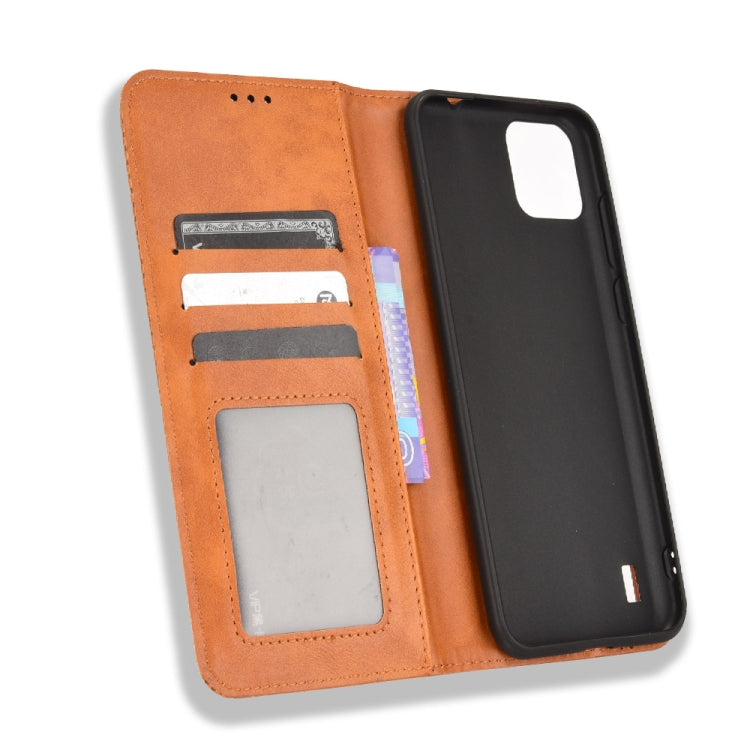 For Blackview A55 Magnetic Buckle Retro Crazy Horse Leather Phone Case(Brown)