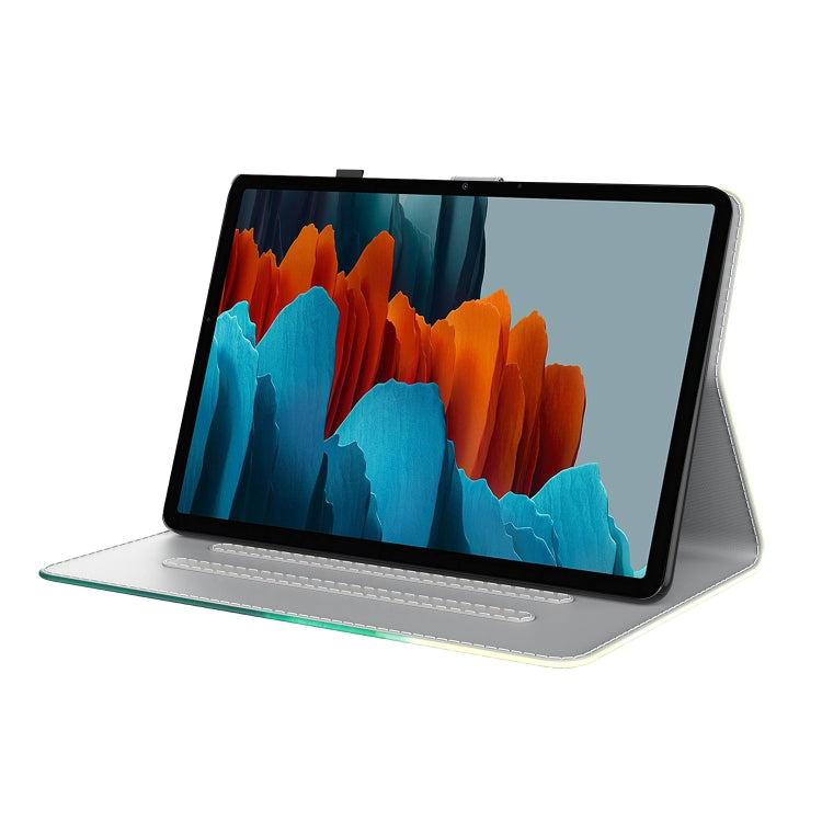 For Samsung Galaxy Tab S9 Watercolor Pattern Flip Leather Tablet Case(Cyan Green)