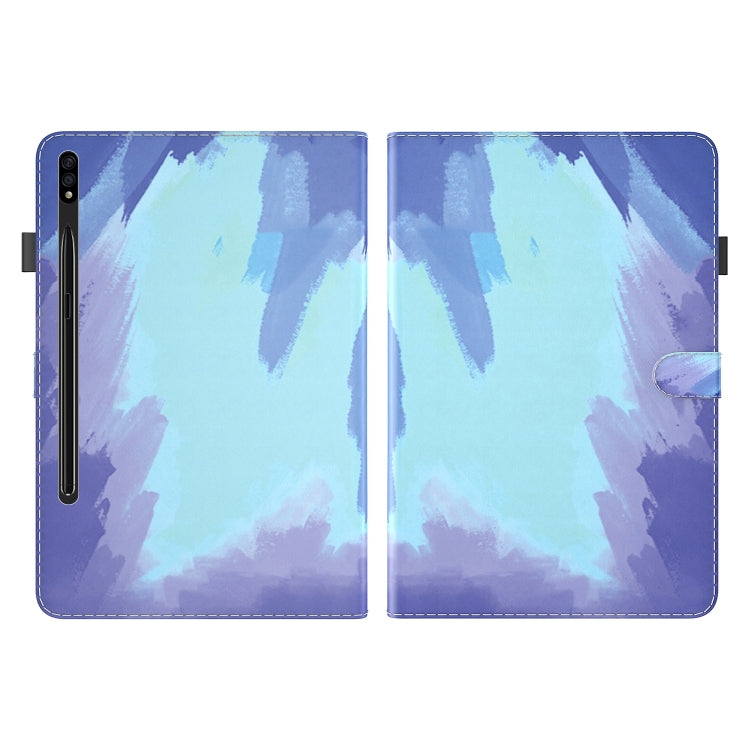 For Samsung Galaxy Tab S9 Watercolor Pattern Flip Leather Tablet Case(Winter Snow)