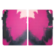 For Samsung Galaxy Tab S9 Watercolor Pattern Flip Leather Tablet Case(Berry Color)