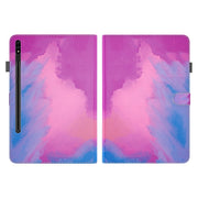 For Samsung Galaxy Tab S9+ Watercolor Pattern Flip Leather Tablet Case(Purple Red)