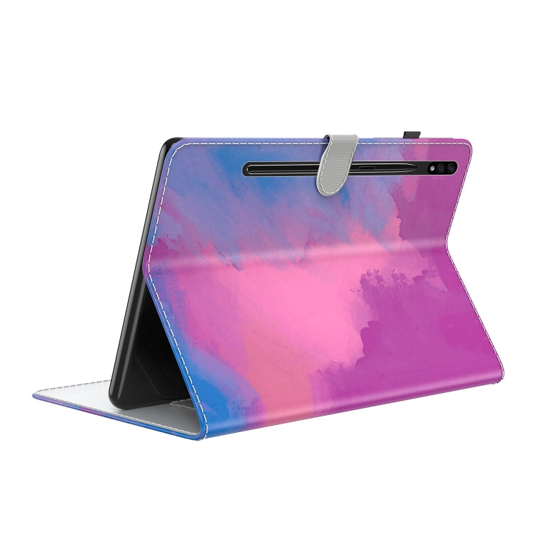 For Samsung Galaxy Tab S9+ Watercolor Pattern Flip Leather Tablet Case(Purple Red)