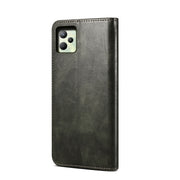 For OPPO Realme C35 Simple Wax Crazy Horse Texture Horizontal Flip Leather Phone Case with Card Slots & Holder(Dark Green)