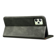 For OPPO Realme C35 Simple Wax Crazy Horse Texture Horizontal Flip Leather Phone Case with Card Slots & Holder(Dark Green)