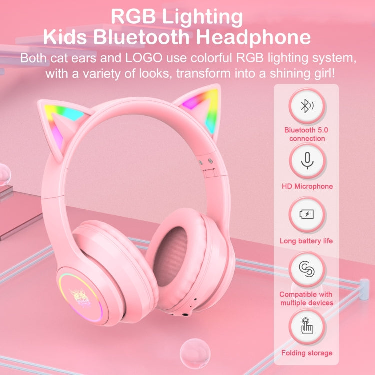ONIKUMA B90 RGB Lighting Wireless Bluetooth Headphone (Pink)