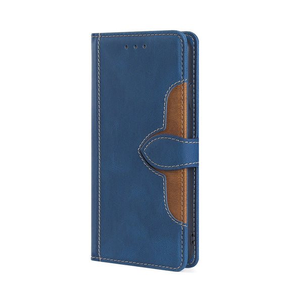 For Doogee N40 Pro Skin Feel Straw Hat Magnetic Buckle Leather Phone Case(Blue)