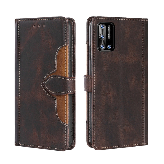 For Doogee N40 Pro Skin Feel Straw Hat Magnetic Buckle Leather Phone Case(Brown)