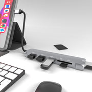 NK-3043 6 in 1 USB-C / Type-C to TF / SD Card Slot + 4 USB Female Adapter(Space Grey)