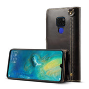 For Huawei Mate 20 Denior Oil Wax Cowhide Magnetic Button Horizontal Flip Leather Case with Card Slots & Wallet(Black)