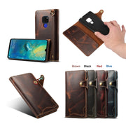 For Huawei Mate 20 Denior Oil Wax Cowhide Magnetic Button Horizontal Flip Leather Case with Card Slots & Wallet(Black)
