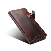For Huawei Mate 20 Denior Oil Wax Cowhide Magnetic Button Horizontal Flip Leather Case with Card Slots & Wallet(Dark Red)