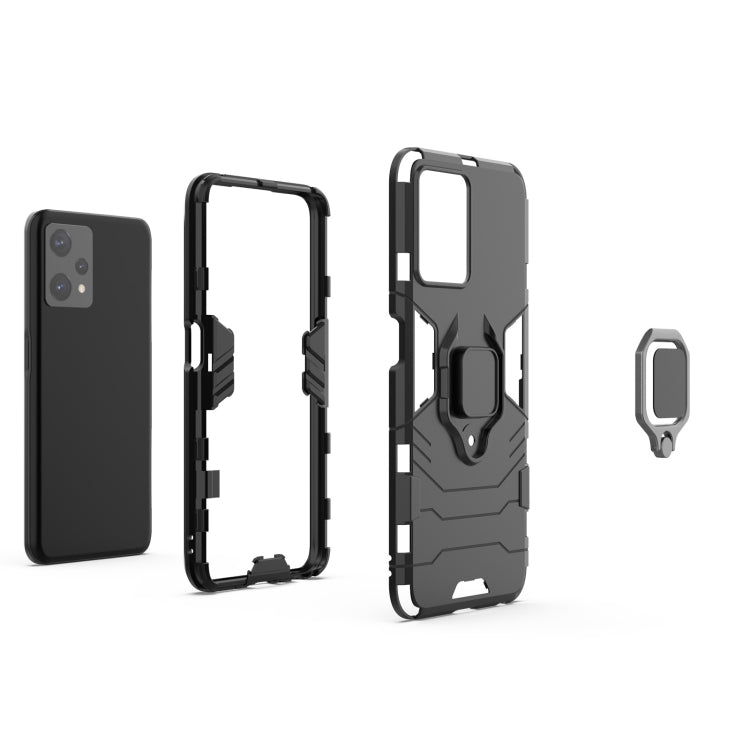 For OPPO Realme 9 Pro Magnetic Ring Holder PC + TPU Phone Case(Black)