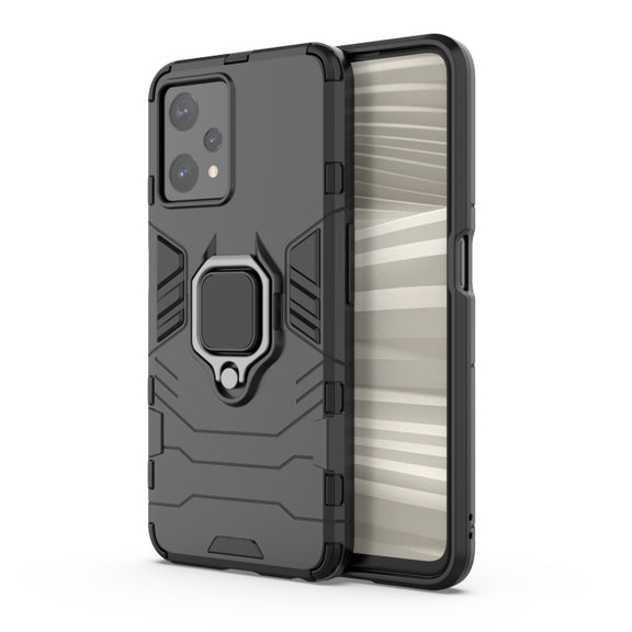 For OPPO Realme 9 Pro Magnetic Ring Holder PC + TPU Phone Case(Black)