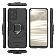 For OPPO Realme 9 Pro Magnetic Ring Holder PC + TPU Phone Case(Black)
