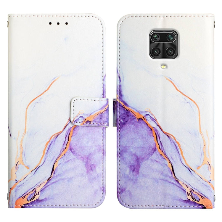 For Xiaomi Redmi Note 9S / Note 9 Pro / Note 9 Pro Max PT003 Marble Pattern Flip Leather Phone Case(White Purple LS006)