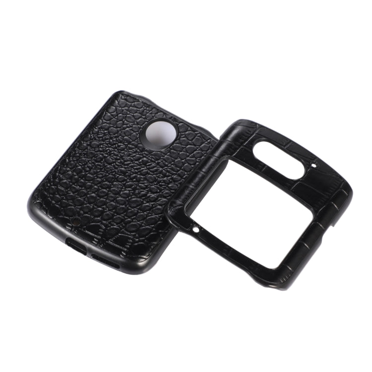 For Motorola Moto Razr 5G Crocodile Top Layer Cowhide Leather Phone Case(Black)