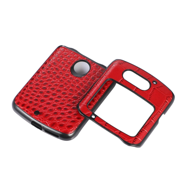 For Motorola Moto Razr 5G Crocodile Top Layer Cowhide Leather Phone Case(Red)
