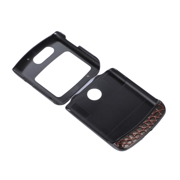 For Motorola Moto Razr 5G Crocodile Top Layer Cowhide Leather Phone Case(Coffee)