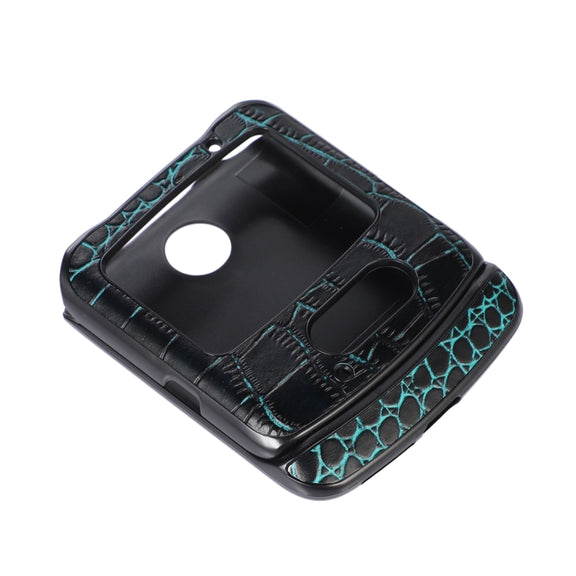 For Motorola Moto Razr 5G Crocodile Top Layer Cowhide Leather Phone Case(Cyan Blue)