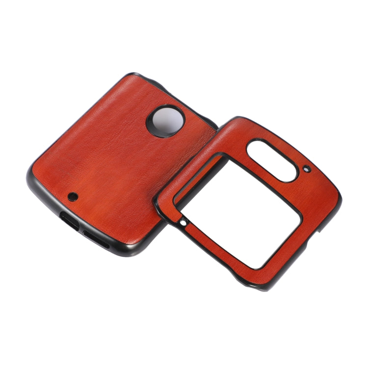 For Motorola Moto Razr 5G Yellow Cow Texture PU Phone Case(Brown)