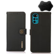 For Motorola Moto G22 KHAZNEH Custer Genuine Leather RFID Phone Case(Black) - Motorola Cases by PMC TechLife | Online Shopping South Africa | PMC TechLife | Buy Now Pay Later Mobicred