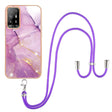 For OPPO A94 5G / A95 5G Electroplating Marble IMD TPU Phone Case with Lanyard(Purple 001) - OPPO Cases by PMC TechLife | Online Shopping South Africa | PMC TechLife | Buy Now Pay Later Mobicred