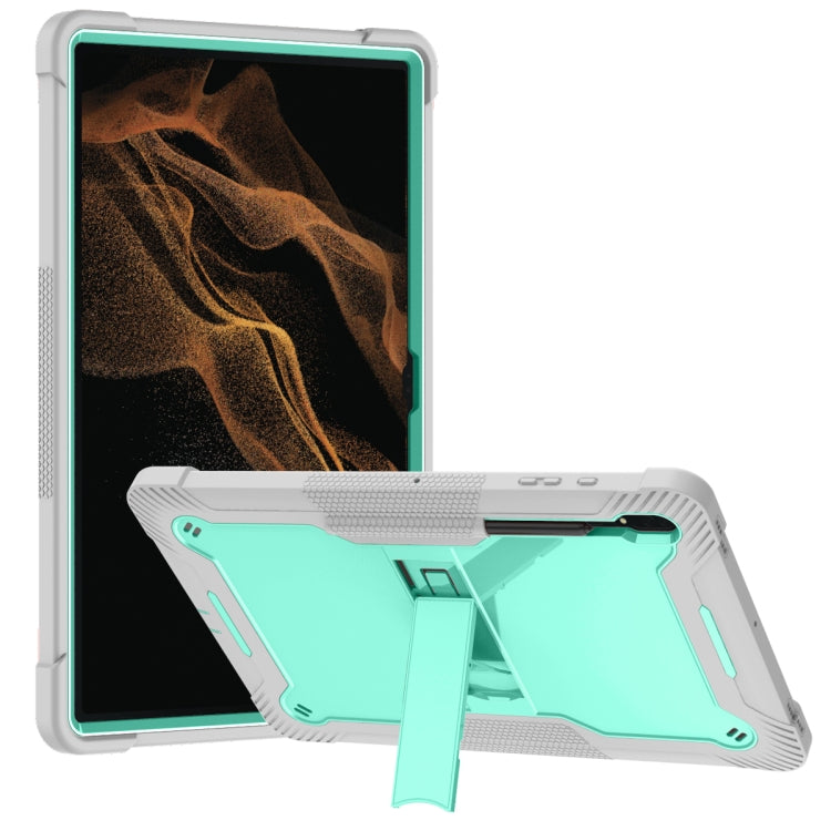For Samsung Galaxy Tab S9  Ultra / S8 Ultra Silicone + PC Shockproof Protective Tablet Case(Grey + Green)