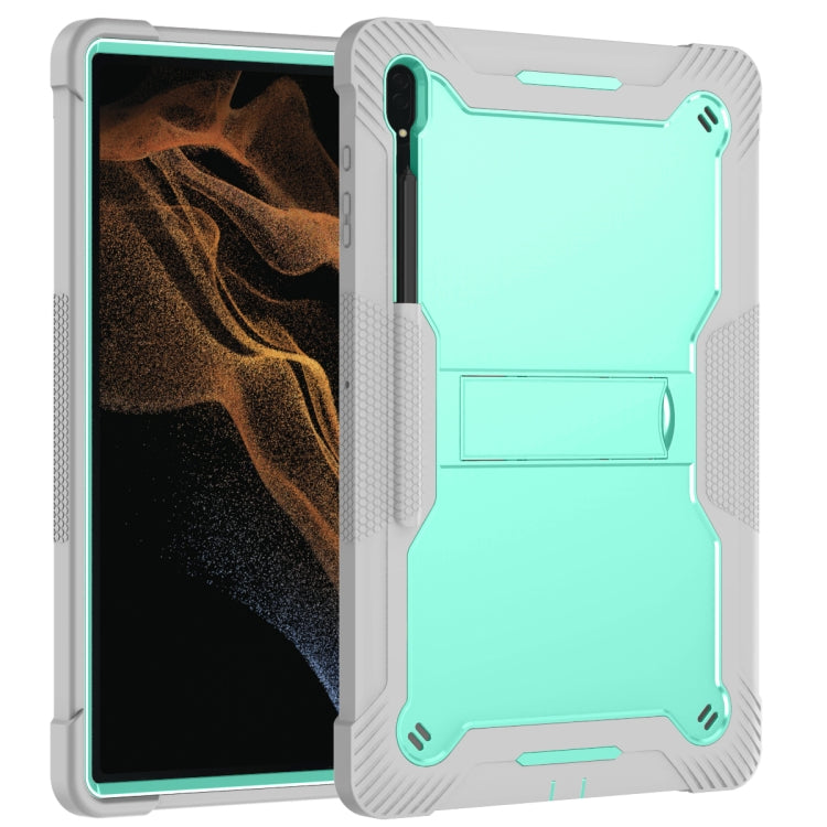 For Samsung Galaxy Tab S9  Ultra / S8 Ultra Silicone + PC Shockproof Protective Tablet Case(Grey + Green)