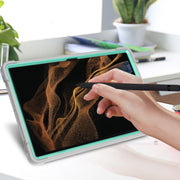For Samsung Galaxy Tab S9  Ultra / S8 Ultra Silicone + PC Shockproof Protective Tablet Case(Grey + Green)