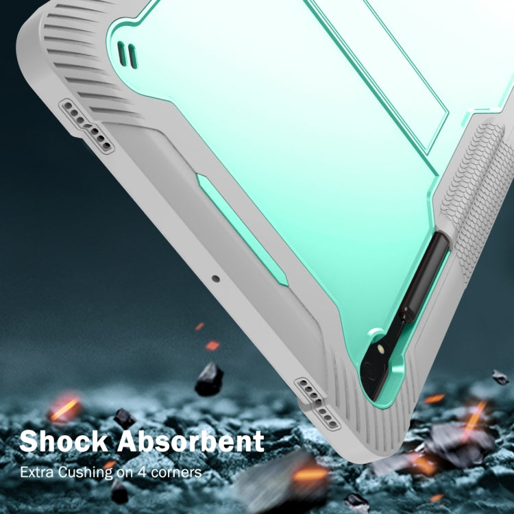 For Samsung Galaxy Tab S9  Ultra / S8 Ultra Silicone + PC Shockproof Protective Tablet Case(Grey + Green)
