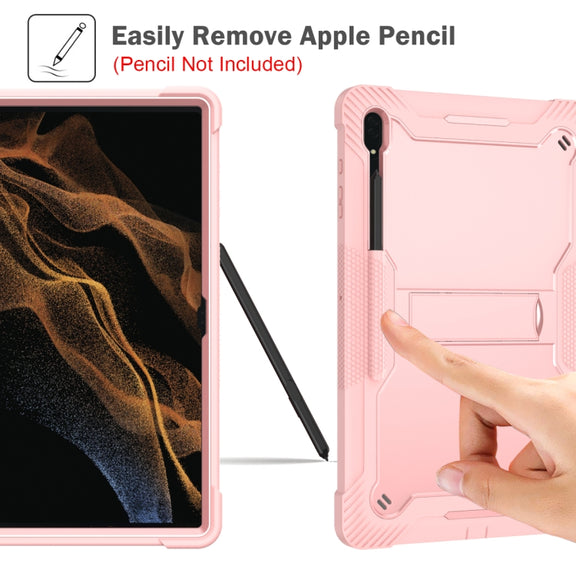 For Samsung Galaxy Tab S9  Ultra / S8 Ultra Silicone + PC Shockproof Protective Tablet Case(Rose Gold)