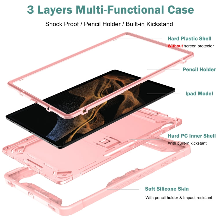 For Samsung Galaxy Tab S9  Ultra / S8 Ultra Silicone + PC Shockproof Protective Tablet Case(Rose Gold)