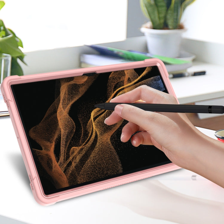 For Samsung Galaxy Tab S9  Ultra / S8 Ultra Silicone + PC Shockproof Protective Tablet Case(Rose Gold)
