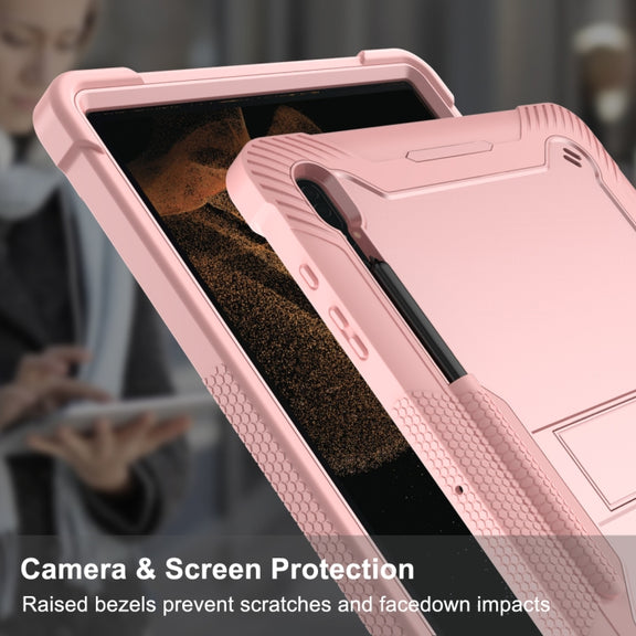 For Samsung Galaxy Tab S9  Ultra / S8 Ultra Silicone + PC Shockproof Protective Tablet Case(Rose Gold)
