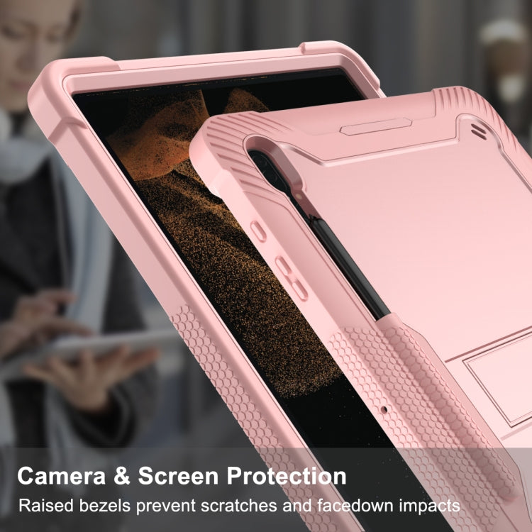 For Samsung Galaxy Tab S9  Ultra / S8 Ultra Silicone + PC Shockproof Protective Tablet Case(Rose Gold)