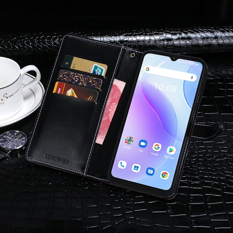 For Umidigi A11S idewei Crocodile Texture Leather Phone Case(Black)