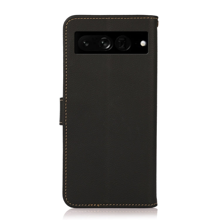 For Google Pixel 7 Pro 5G KHAZNEH Custer Genuine Leather RFID Phone Case(Black)
