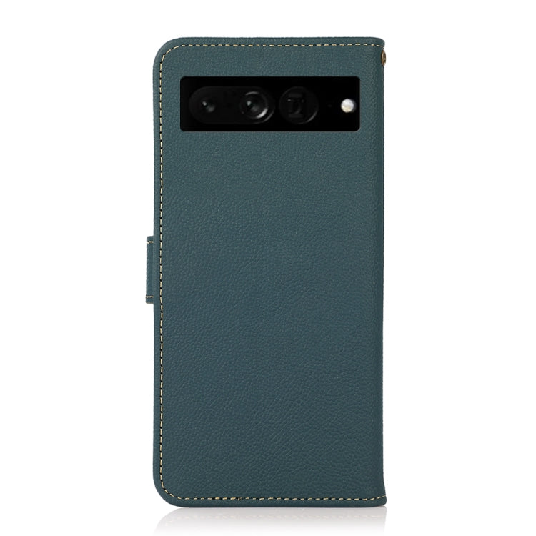 For Google Pixel 7 Pro 5G KHAZNEH Custer Genuine Leather RFID Phone Case(Green)