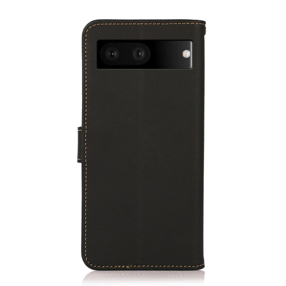 For Google Pixel 7 5G KHAZNEH Custer Genuine Leather RFID Phone Case(Black)