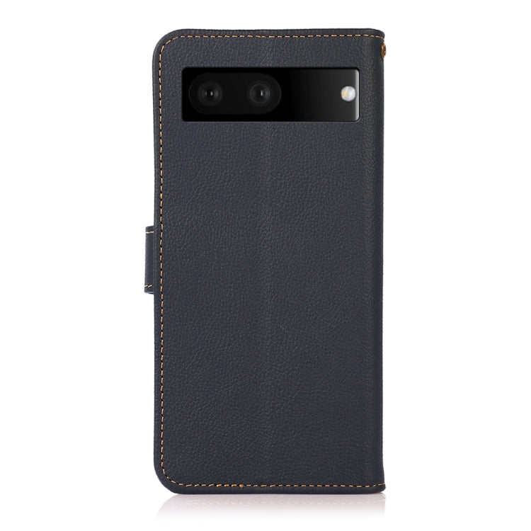 For Google Pixel 7 5G KHAZNEH Custer Genuine Leather RFID Phone Case(Blue)